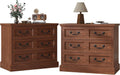 VVFLU 27.6' Wide Farmhouse Nightstand with Charging Station, 3 Drawer Nightstands Set of 2, Larger Side Table End Table, Modern Night Stand for Bedroom, Living Room, Cherry Nightstand