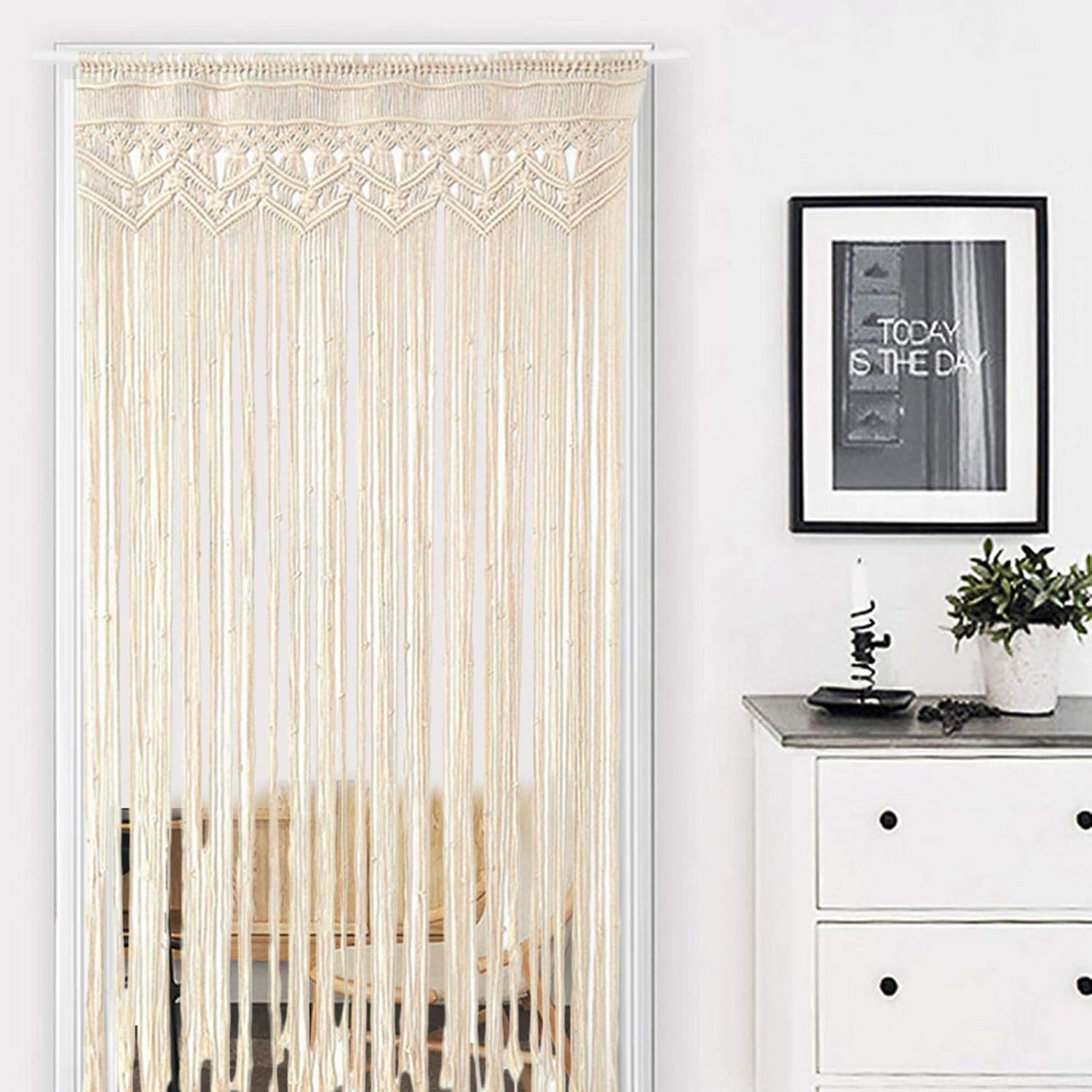 Macrame Macrame Curtain Tapestry Macrame Wall Hanging Woven Tapestry for Room Divider Window Door Curtains Wedding Background Home Decor (90 * 180cm)
