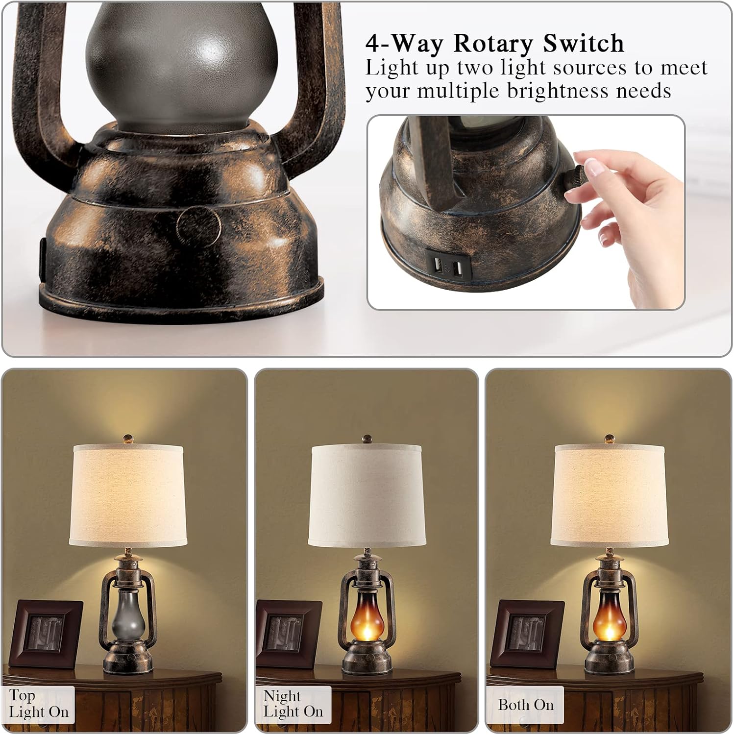 New - Same Matching Floor Lamp - 63'' Floor Lamp + 25'' Lantern Table Lamps Set of 2