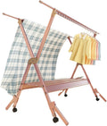 Clothes Drying Rack Folding Outdoor, Garment Racks for Hanging Clothes, Laundry Stand Organizer with Wheels, Aluminum Alloy Laundry Drying Rack, for Clothes, Towels, Linens (Rose Gold 2.55m/