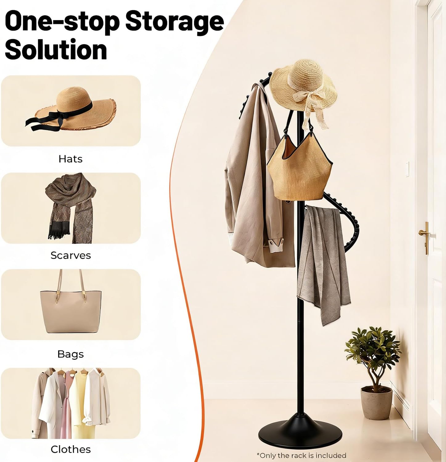 Spiral Rotating Clothing Rack, Freestanding Garment Rack Metal Coat Rack Retail Display Stand Black Hanger Shelf for Clothes Dresses Bags Scarves