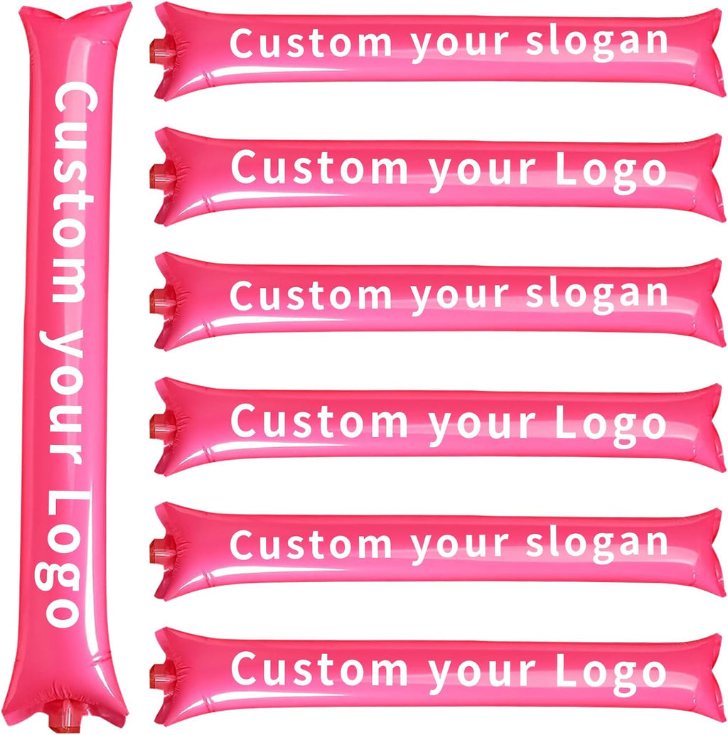 Custom Inflatable Thunder Sticks with Single-Color Logo/Text/Image,100 Pcs,10×60cm – Personalized Cheer & Noise Makers for Concerts, Football Games, Basketball Games, Sports competitions