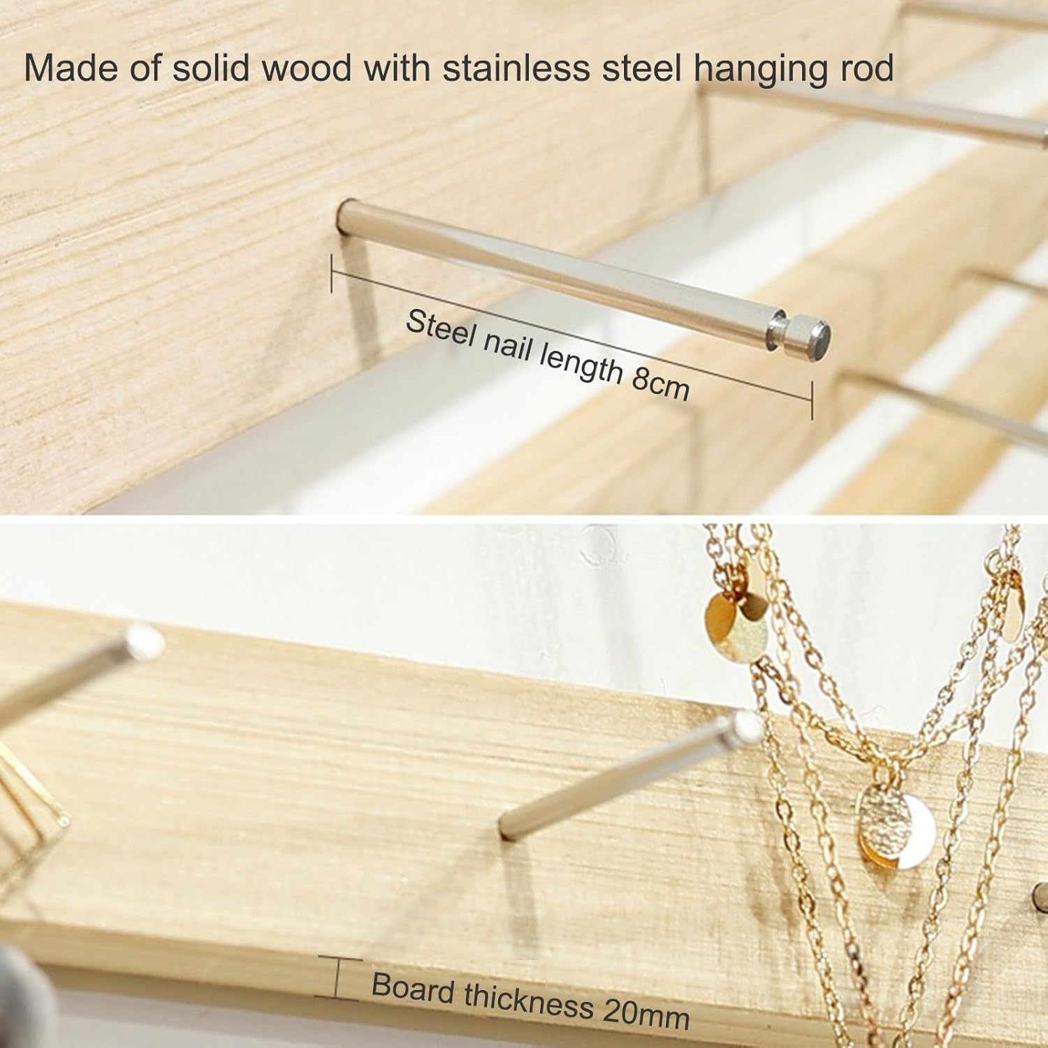 Wall Mounted Jewelry Stand Organizer, Hanging Earring Holder Keyring shelf Bracelets Rings Bangles Display Rack sock holder,For Clothing Store/Retail Store/Jewelry Store(B 3pcs,90cm)
