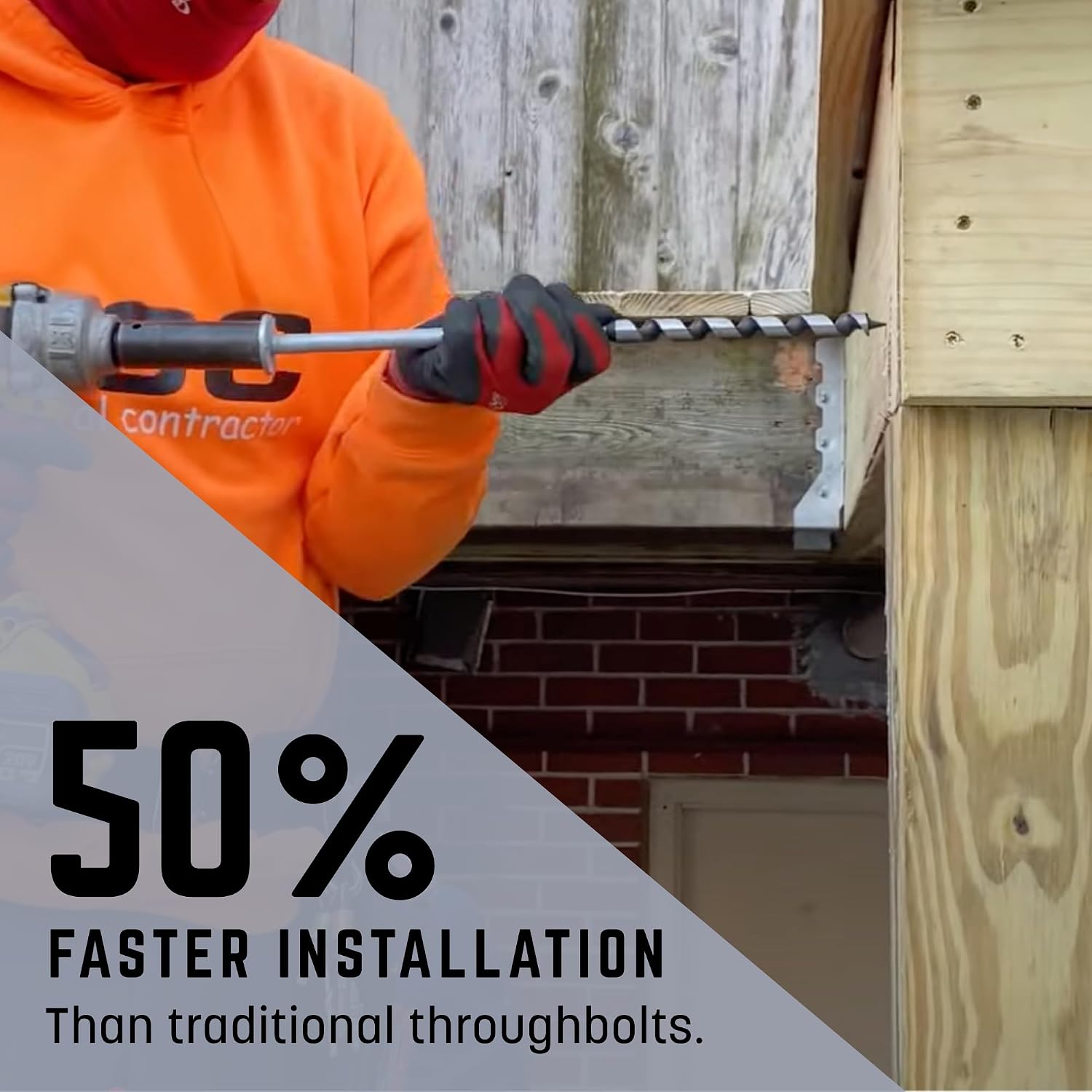 GRK Fasteners AugerBolt™ Through Bolt Fastening System, Galvanized Heavy-Duty Carriage Bolts, Rust & Corrosion Resistance for Post-to-Beam Connections, 24 Bolts with Drill Bit, Hex Nuts, & Washers