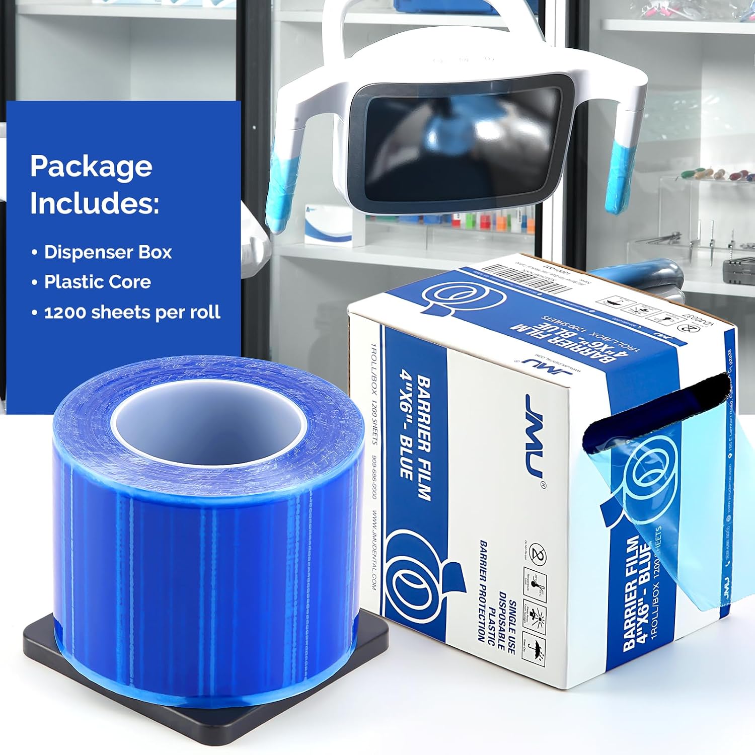 JMU Barrier Film 12 Rolls, Barrier Film Tattoo Blue Barrier Tape for Dental Medical Tattoo, 4 x 6 Inch