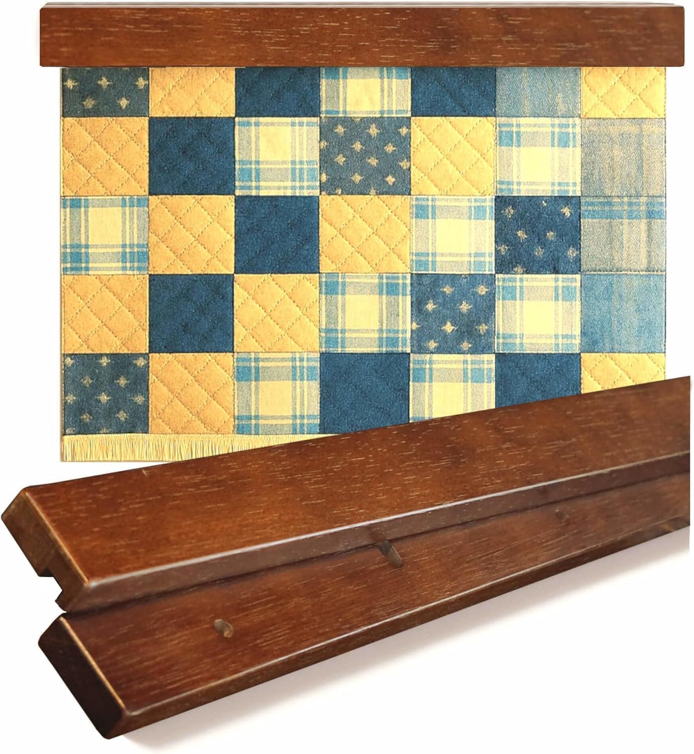 Dacri Home Quilt Hanger for Wall Display - 48 Inch Tapestry Hanger from Premium Teak Wood - Safe Mount Quilt Rack for Heavy Rugs, Tapestries, and Other Wall Hangings (Light Wallnut Stain)