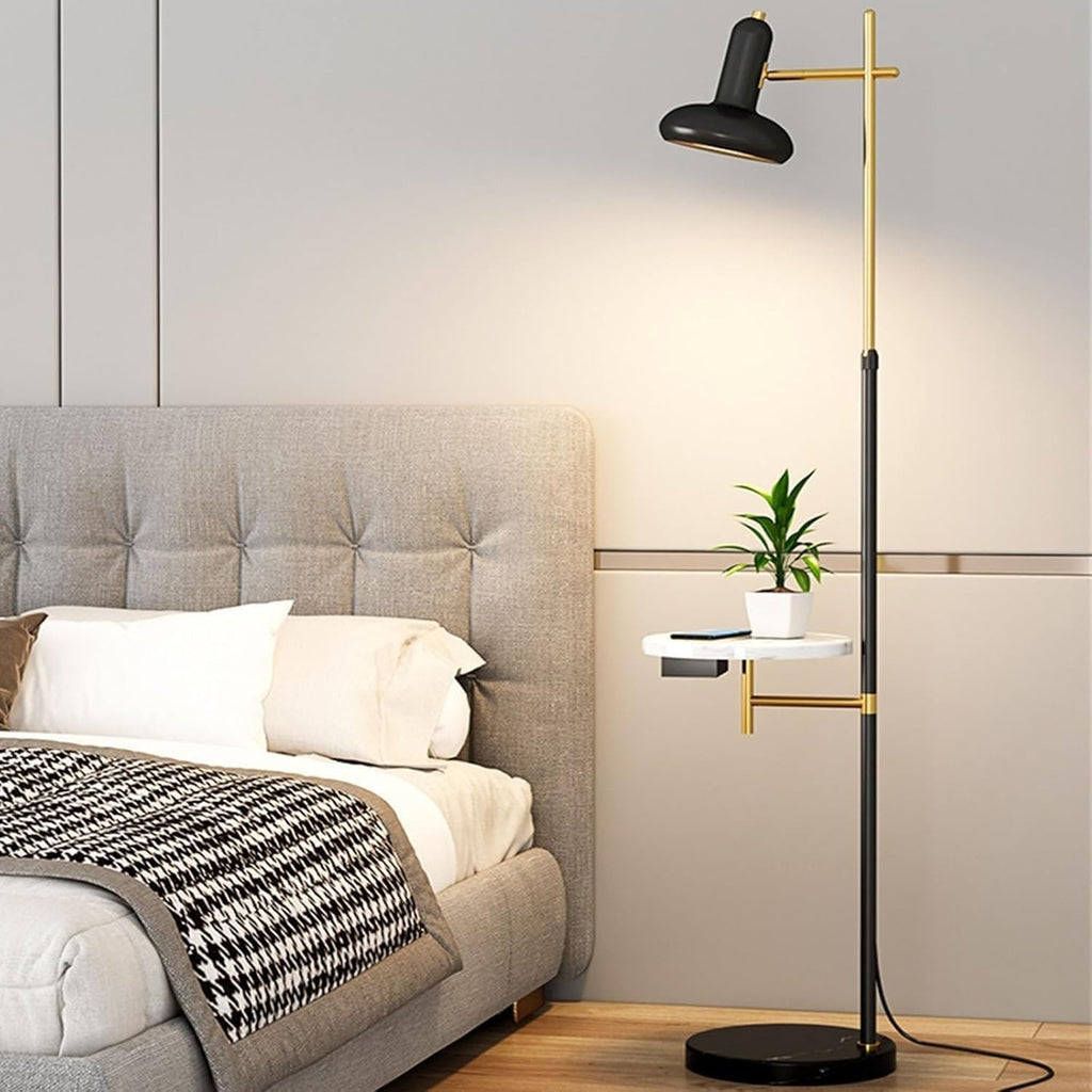Floor Lamp Contemporary Modern Creative with Table, Metal with Marble Tray, for Office, Cafe, Living Room Bedroom