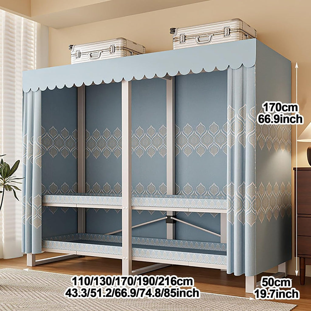 Foldable Wardrobe Closet With Cover, Heavy Duty Metal Clothes Rack For Hanging Clothes, Freestanding Coat Armoire Storage Garment Racks For Bedroom(A,216cm/85inch)