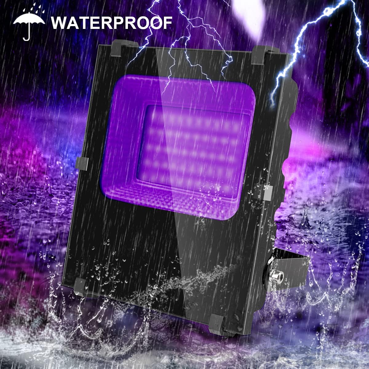 500W Black Lights Outdoor, Commercial High Power LED Black Light Flood Lights with UL Listed Plug 395nm IP66 Waterproof Blacklight FloodLight for Glow Party Large Space, Halloween (2 Pack)