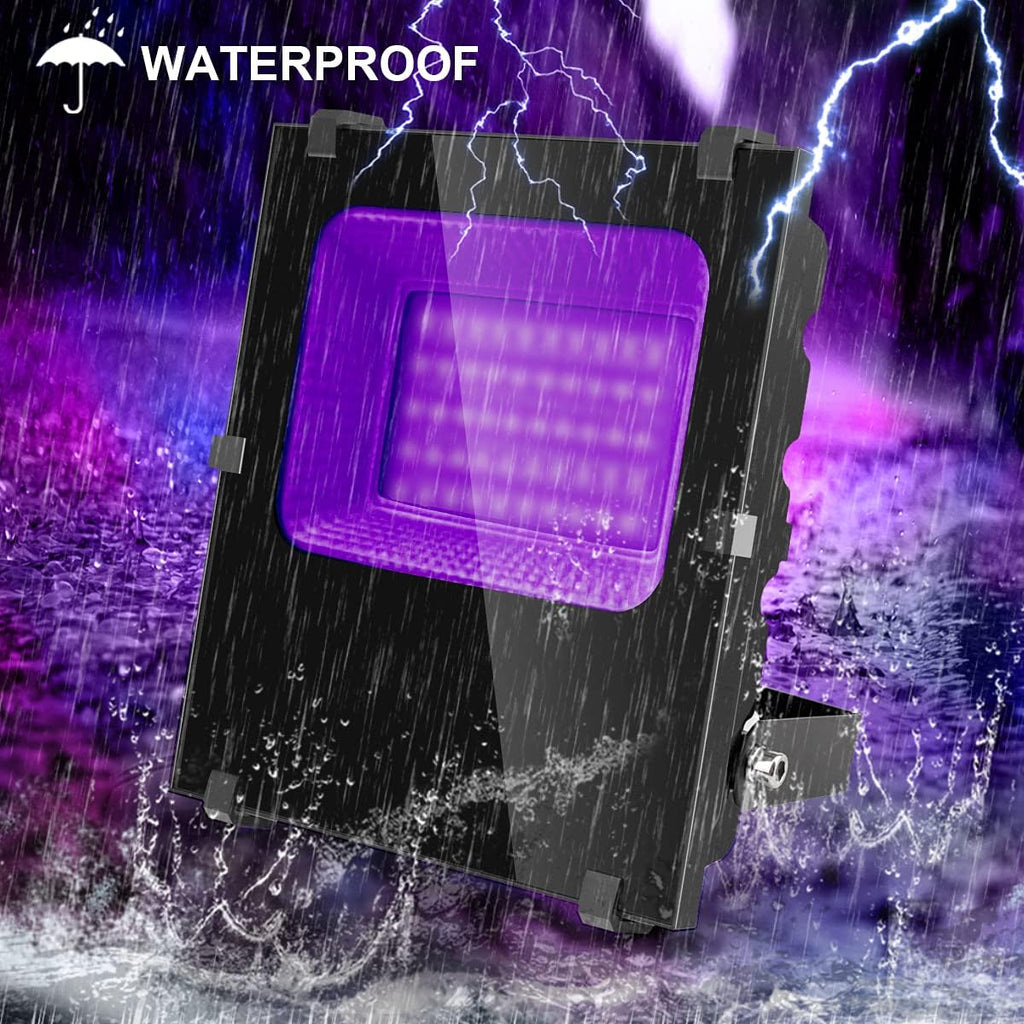 1500W Black Lights Outdoor, Commercial Black Light Flood Lights with UL Plug High Power 395nm UV Blacklight Floodlight IP66 Waterproof BlackLights for Glow Party Large Space Halloween (2 Pack)