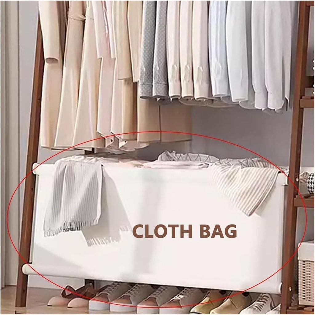 Bamboo Clothes Rack - Freestanding Garment Rack with Shelves and Shoe Storage, Clothing Rack for Hanging Clothes, Hats,for Bedroom, Closet, Office, or Dorm Organization(A,80CM)