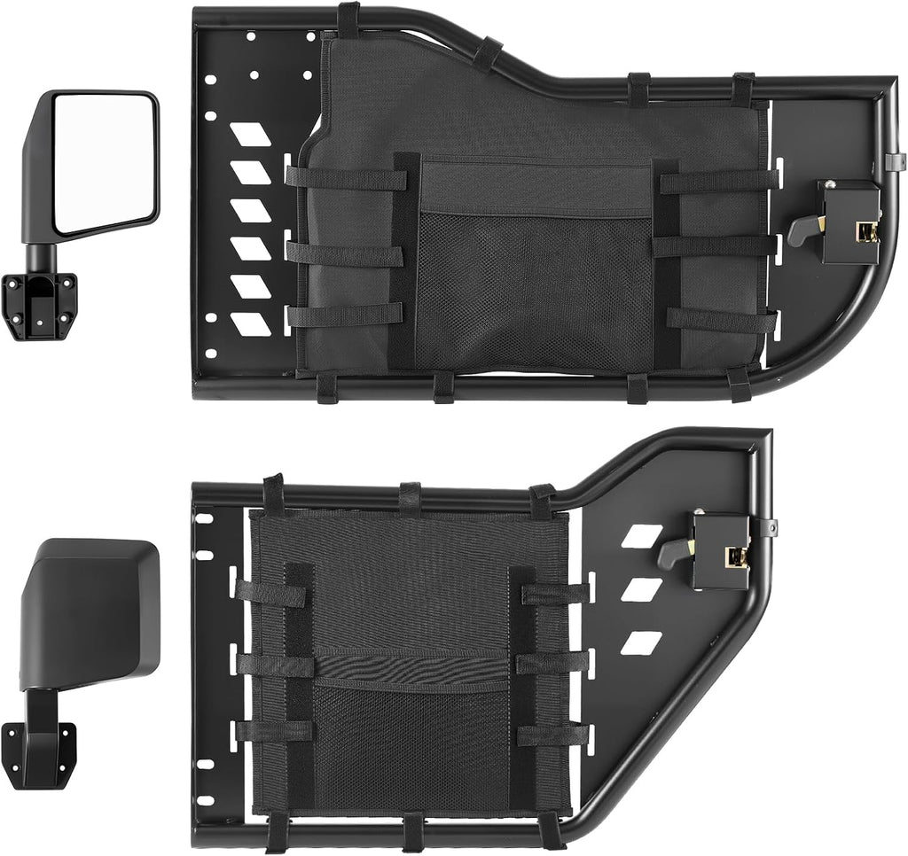 VEVOR Jeep Tube Doors, 4-Door, Compatible with 2018-2026 Jeep Wrangler JL & 2020-2026 Gladiator JT, Steel Off Road Front & Rear Tubular Half Doors with DOT Certified Side View Mirrors and Storage Bag