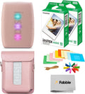Fujifilm Instax Mini Link 3 Smartphone Printer – Rose Pink Bundle with a Protective Case, Twin Pack Instant Film (20 Sheets), Hanging Photo Frames, and Premium Microfiber Cleaning Cloth