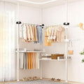 Heavy Duty Garment Rack - Telescopic Coat Hanger with Tray, Height Adjustable Clothes Tidy Rail for Closet Organization