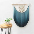 Modern Wall Decor Woven,Wall Hanging Art Tapestry, Macrame Wall Hanging Woven Macrame Tassel Boho Wall Decor for Bedroom Tapestry Handmade Bohemian Wall Art Home Ornament (Lake Blue)