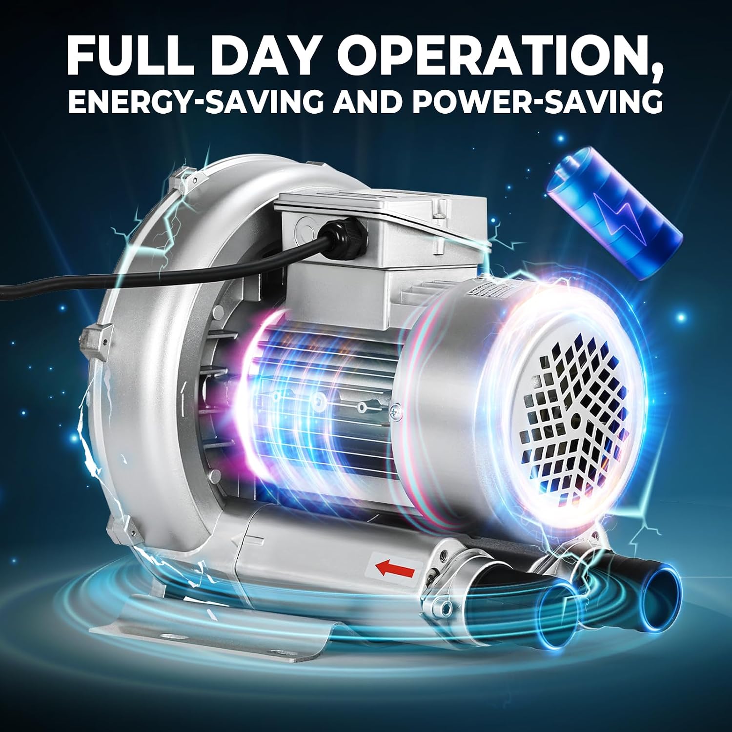 0.6HP Regenerative Blower, 41CFM 110V 60Hz Single Phase, High-Pressure Vortex Ring Blower, Industrial Vacuum Pump for Air Blowing Or Suction for Sewage Aeration Aquarium Fish Pond, Silver