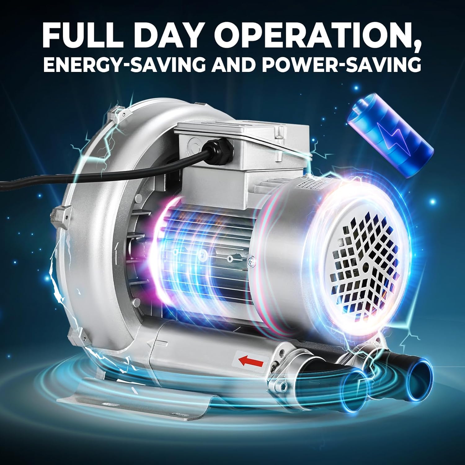 1HP Regenerative Blower, 85CFM 110V 60Hz Single Phase, High-Pressure Vortex Ring Blower, Industrial Vacuum Pump for Air Blowing Or Suction for Sewage Aeration Aquarium Fish Pond, Silver