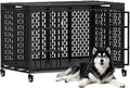54 Inch Heavy Duty Dog Crate with Wheels,Indestructible Escape-Proof Dog Kennel with Locking Latch and Double Door,Extra Large XL XXL Crate Indoor for Large and Medium Dog with Removable Tray