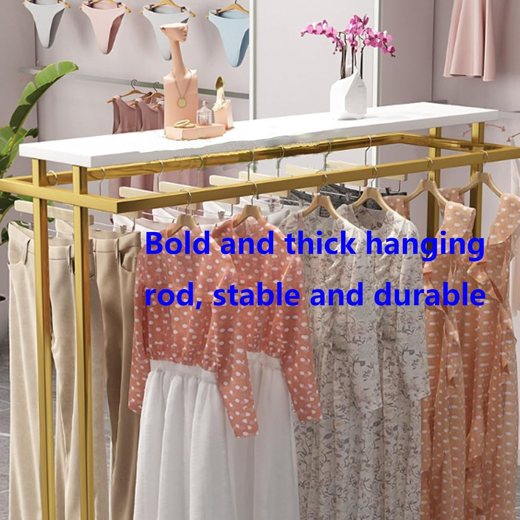 Fashion Modern Clothing Rack, Garment Racks Heavy Duty Double Rod Clothing Garment Rack, Hanging Clothes Shelf Clothes Display Organizer For Bedroom, Clothing Store ( Color : Gold , Size : 120*50*130c