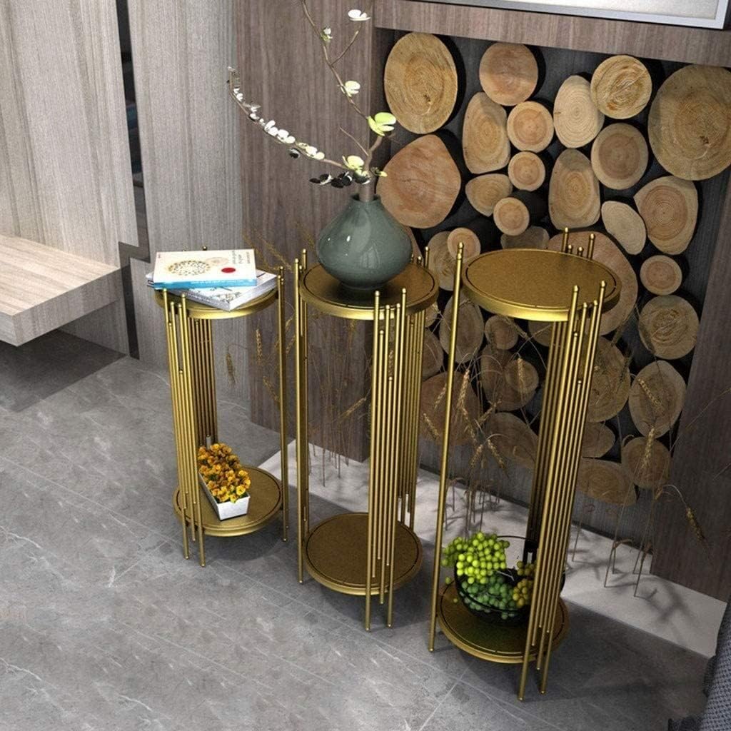 2 Tier Plant Stand with Gold Metal Frame for Indoor Home Office Balcony Living Room Decoration,Gold-1 Set