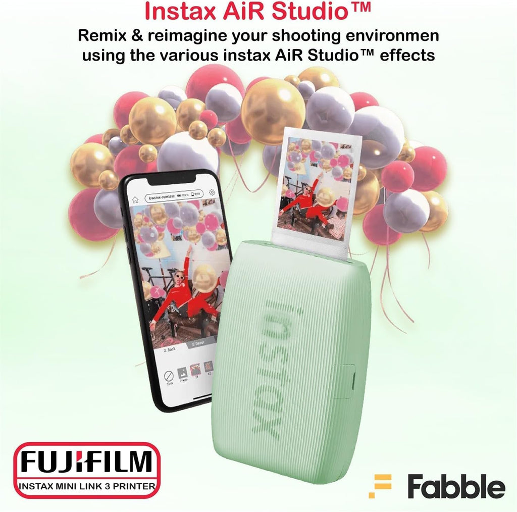 Fujifilm Instax Mini Link 3 Smartphone Printer with Instax Mini Films and Free Bonus Microfiber Cleaning Cloth... (Sage Green, 3 x Twin Pack (60 Sheets))
