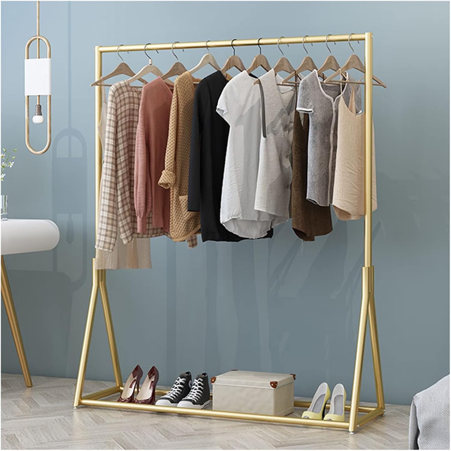 Shoe Bench Coat Stand Rack Hanger Metal Heavy Duty Clothes Rail Commercial Clothes Display Rack Standing Garment Rack For Hanging Clothes Hanging Clothes Rail For Entryway And Bed