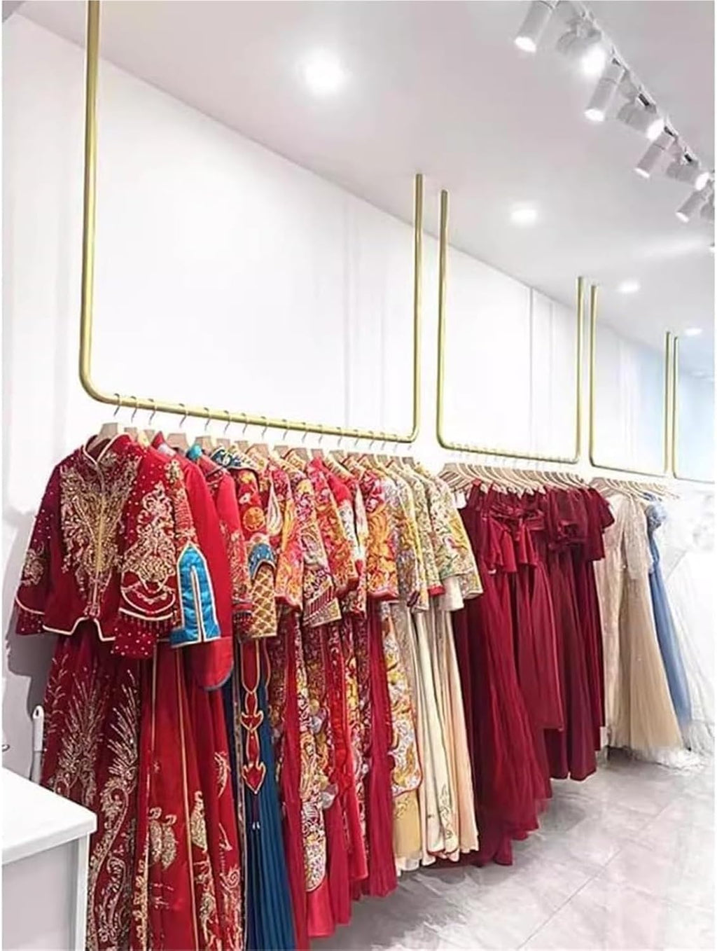 Closet Hanging Rod,Hanging Closet Rod, Wedding Dress Display Shelf Retail Store Garment Rack Ceiling Mount(100x80cm)