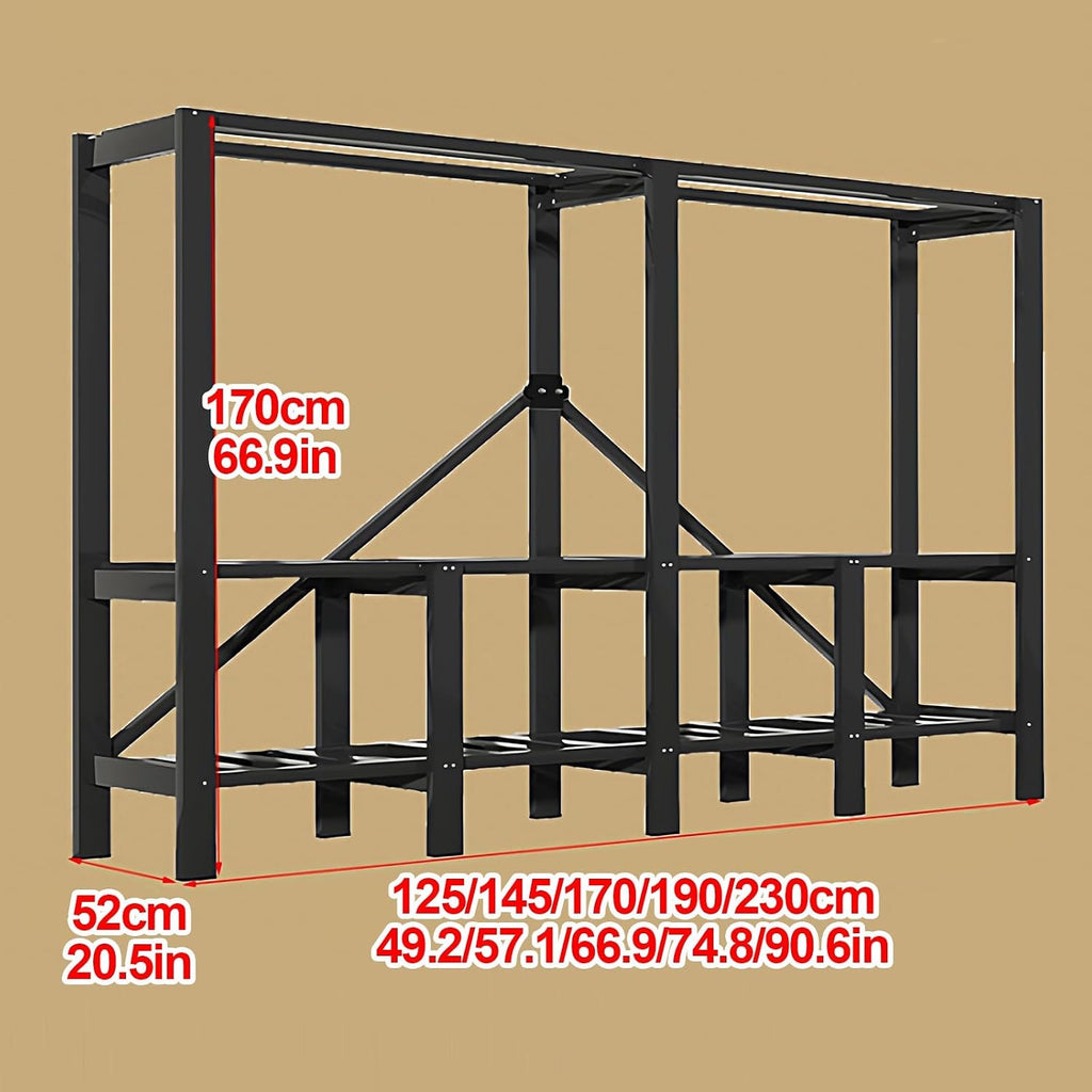 Heavy Duty Wardrobe Closet With Cover, Metal Garment Racks For Hanging Clothing, Foldable Armoire Covered Clothes Rack, Freestanding Coat Storage For Bedroom, Apartments(B,170cm/66.9in)