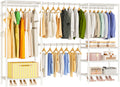 Heavy Duty Garment Rack, Portable Expandable Freestanding 4 Tiers Adjustable Wire Shelves Clothes Rack with 2 Retractable Poles, 70.9-86.6' L x 15.7' W x 76.8' H, Max Load 900LBS, White