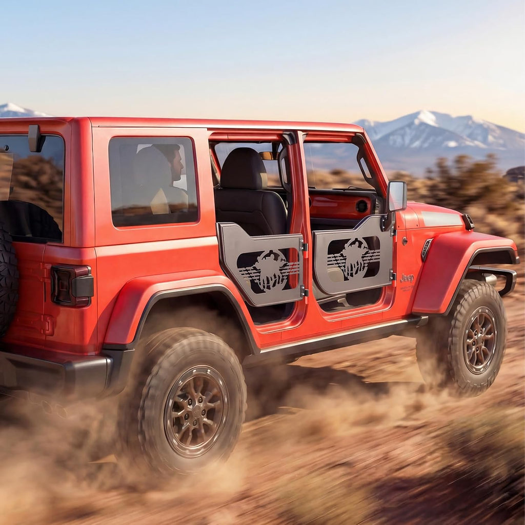 VEVOR Jeep Tube Doors, 4-Door, Fit for 2018-2026 Jeep Wrangler JL & 2020-2026 Gladiator JT, Soldier Pattern Off Road Front & Rear Tubular Half Doors with DOT Certified Side View Mirrors & Rubber Pads