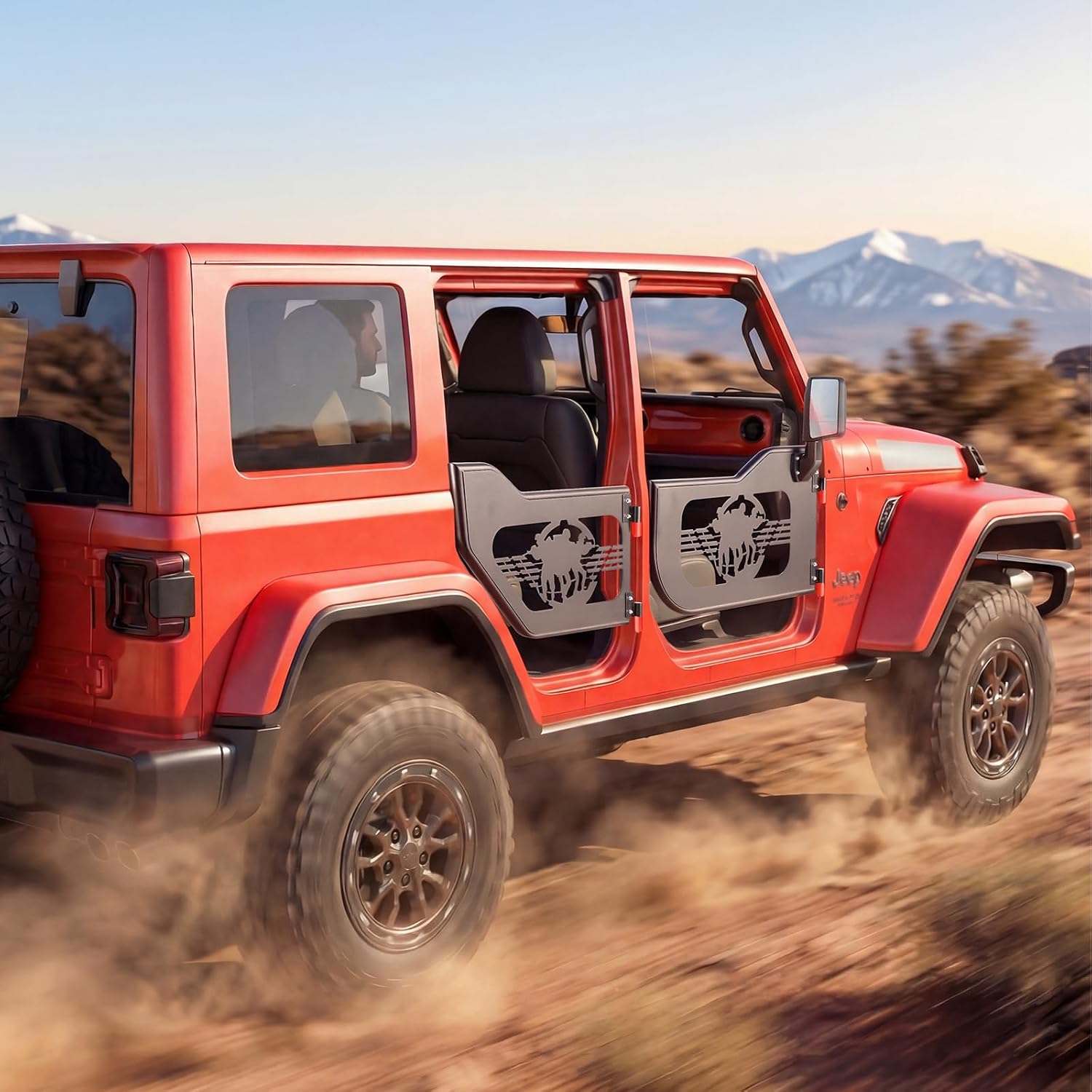 VEVOR Jeep Tube Doors, 4-Door, Fit for 2018-2026 Jeep Wrangler JL & 2020-2026 Gladiator JT, Soldier Pattern Off Road Front & Rear Tubular Half Doors with DOT Certified Side View Mirrors & Rubber Pads