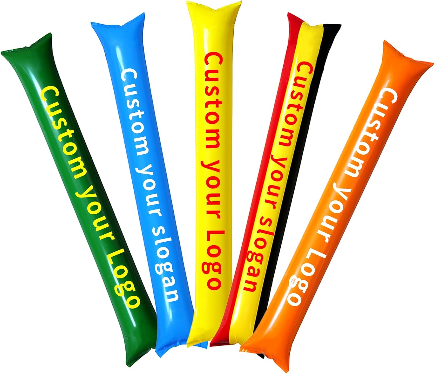 Custom Inflatable Thunder Sticks with Single-Color Logo/Text/Image,100 Pcs,10×60cm – Personalized Cheer & Noise Makers for Concerts, Football Games, Basketball Games, Sports competitions