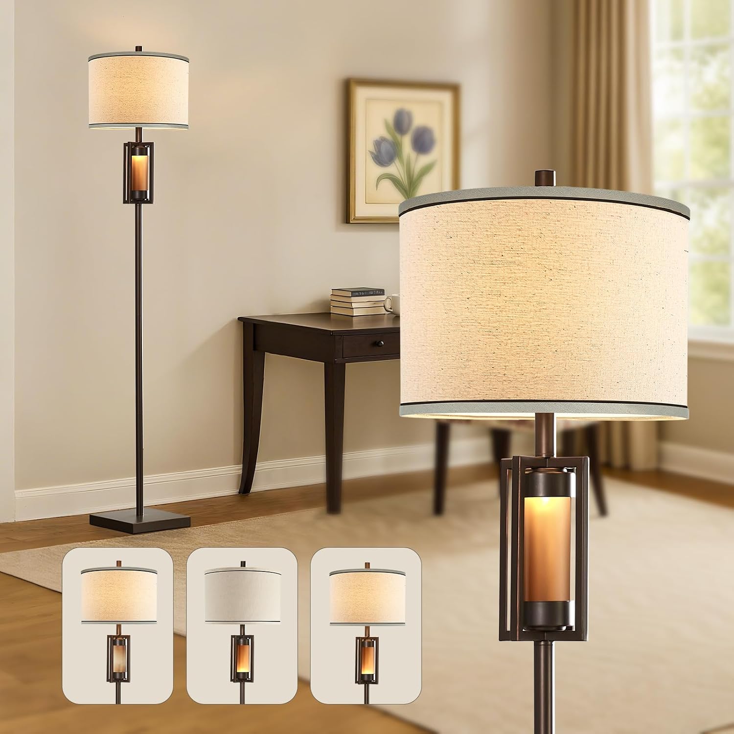 New - Same Matching Floor Lamp - 63'' Floor Lamp & 25'' Table Lamp Set of 2