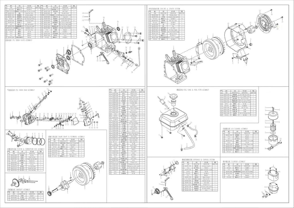 Diesel Engine 196CC 4 Stroke Single Cylinder Forced Air Cooling Horizontal Axis Engine Recoil Hand Start 53mm Shaft Length 3000RPM 2.2KW (Red)