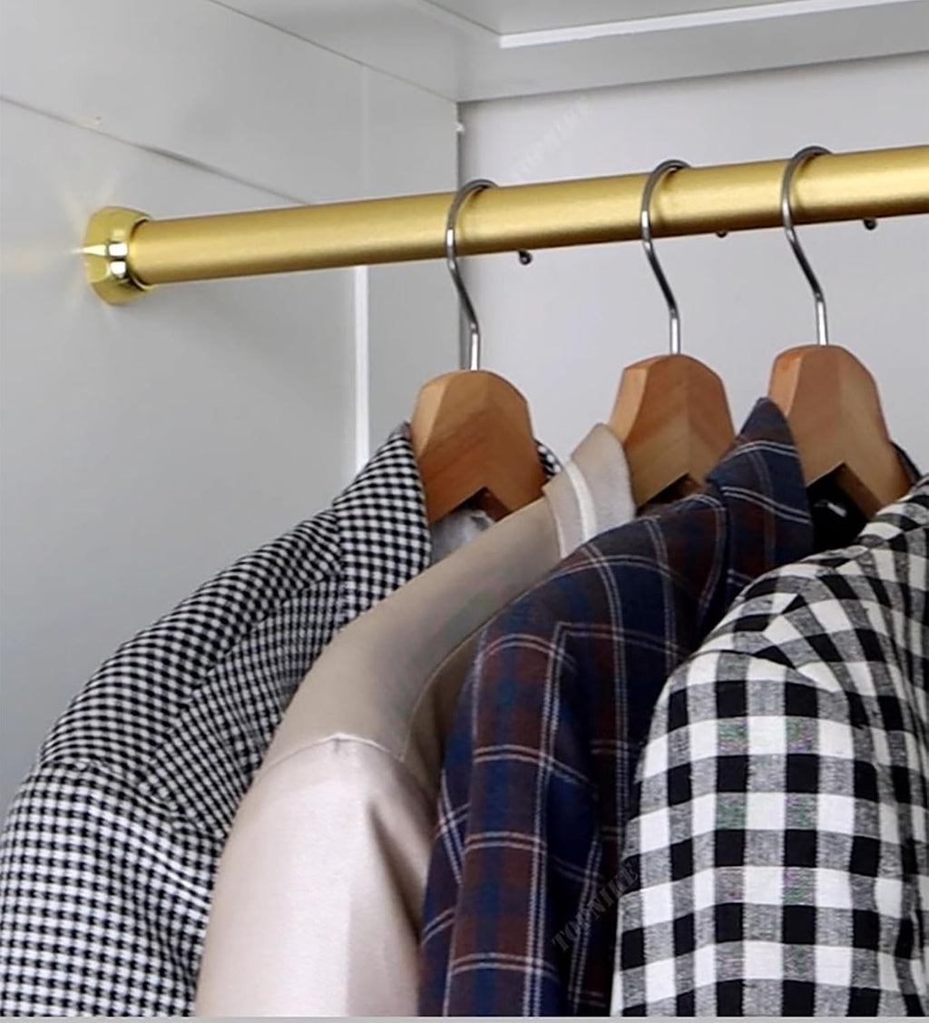 Closet Rod Champagne Gold Closet Rods and Brackets, Heavy Duty Hanging Clothes Rack, 17 18 24 29 30 32 36 48 50 Inch Removable Clothing Valet Pole Bar,(Gold,170cm(66 7/8'))