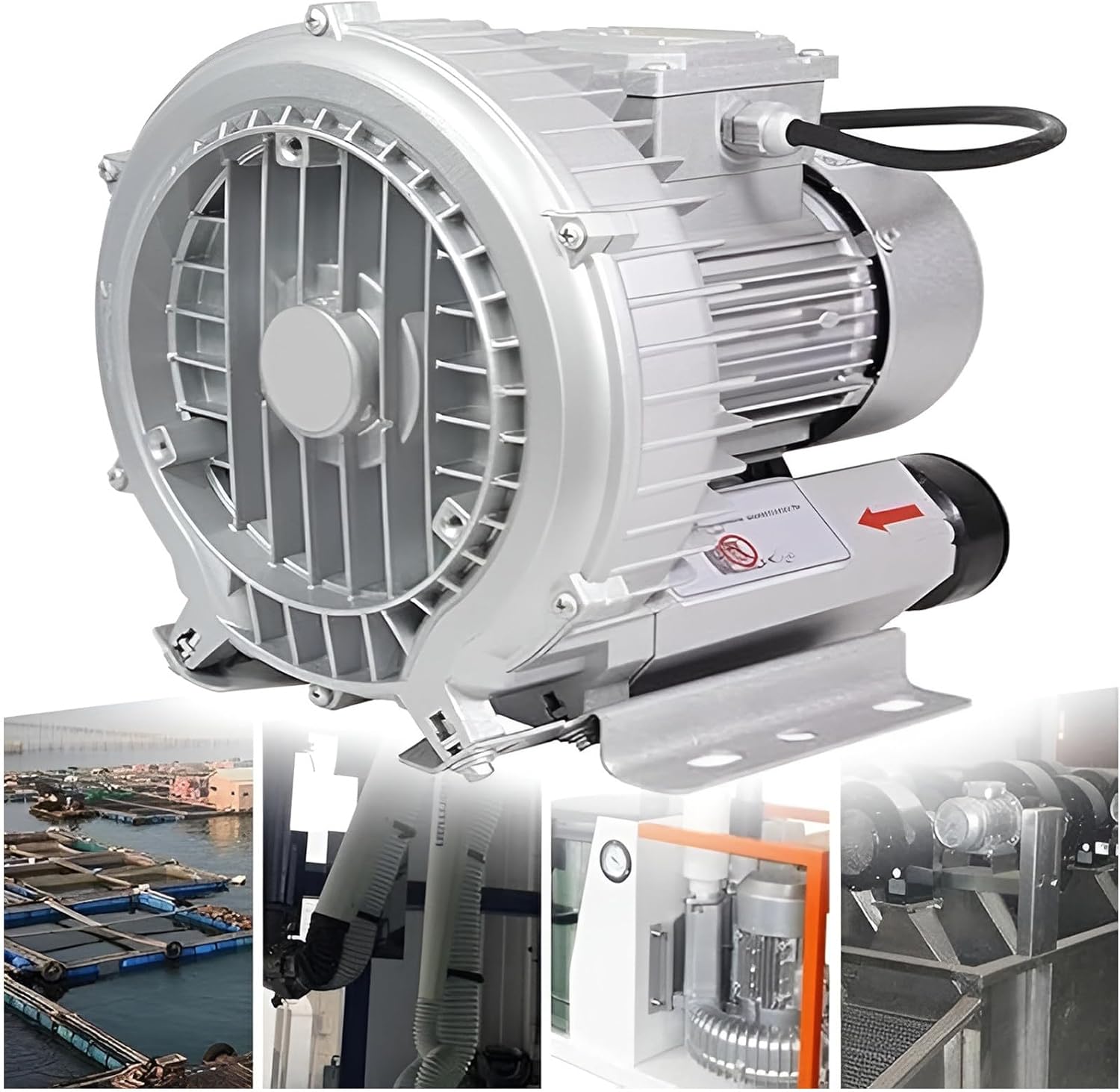 Regenerative Blower High Pressure Vortex Ring Blower Sewage Aeration Vortex Blower Single Phase Turbine Blower Aquaculture Vortex Air Blower Pump 0.16HP - 2.04HP Electric Air Pump(220V,180W)