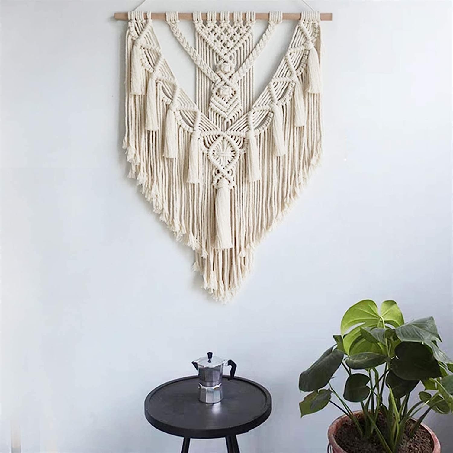 Modern Wall Decor Woven,Wall Hanging Art Tapestry, Wall Tapestry Macrame Wall Hanging Large Boho Decor Cotton Woven Macrame Wall Hanging Handmade with Tassel
