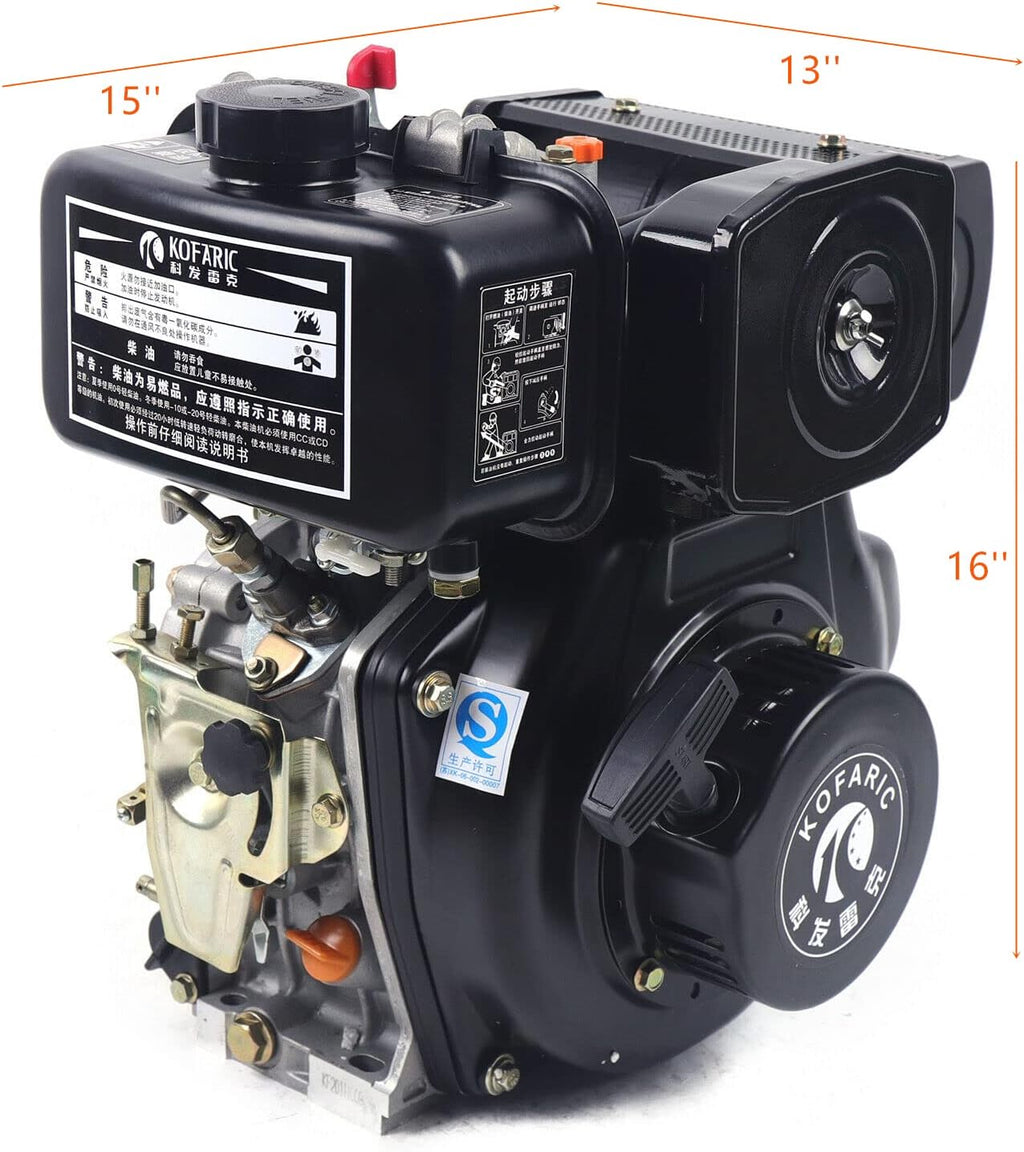 Diesel Engine 247CC 4 Stroke 5HP Single Cylinder Air Cooling Vertical Engine Motor Hand Start Direct Injection 3.6KW (Black, 173FA)