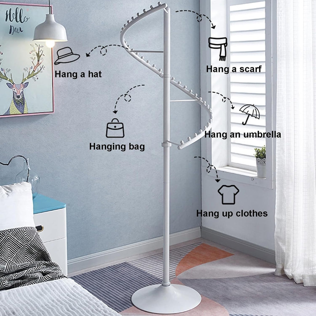 360° Spiral Rotating Clothing Rack - Heavy Duty S-Shaped Corner Organizer for Wardrobe, Space-Saving Cloakroom Hanger Rack for Hanging Clothes (Gold Finish)