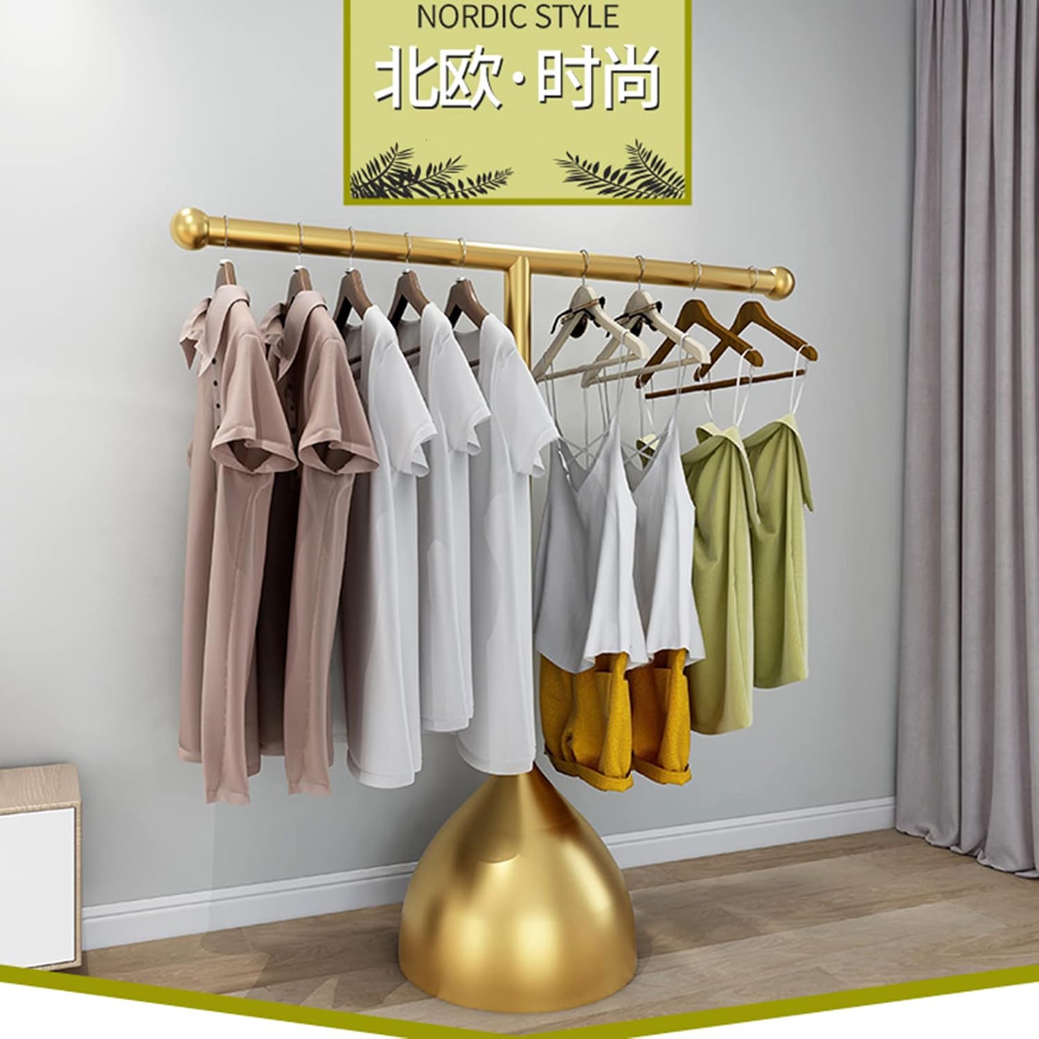 Garment Racks for Hanging Clothes - Gold Boutique Display Rack for Wedding Dresses, Floor Standing Metal Hangers for Commercial Use A-60 * 130cm