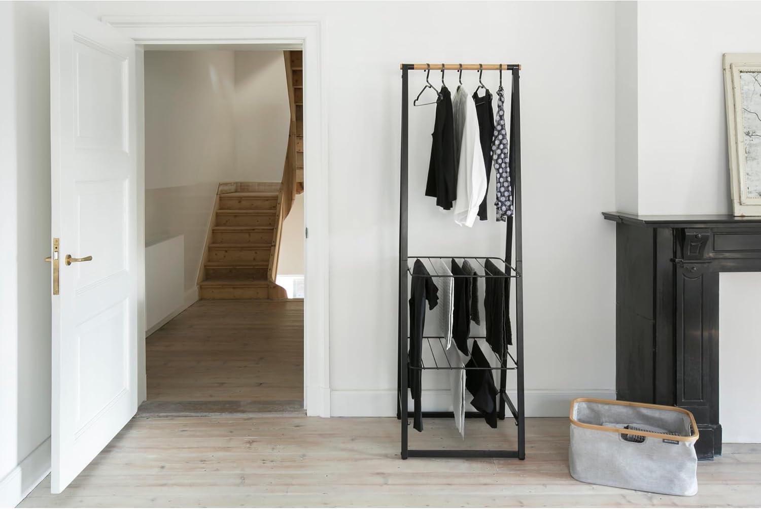 Brabantia - Linn Clothes Rack - Multi-Functional - Space Saver - Adjustable Shelves - Wardrobe Hanging - Drying Rack - Freestanding - Stable - Black - Small