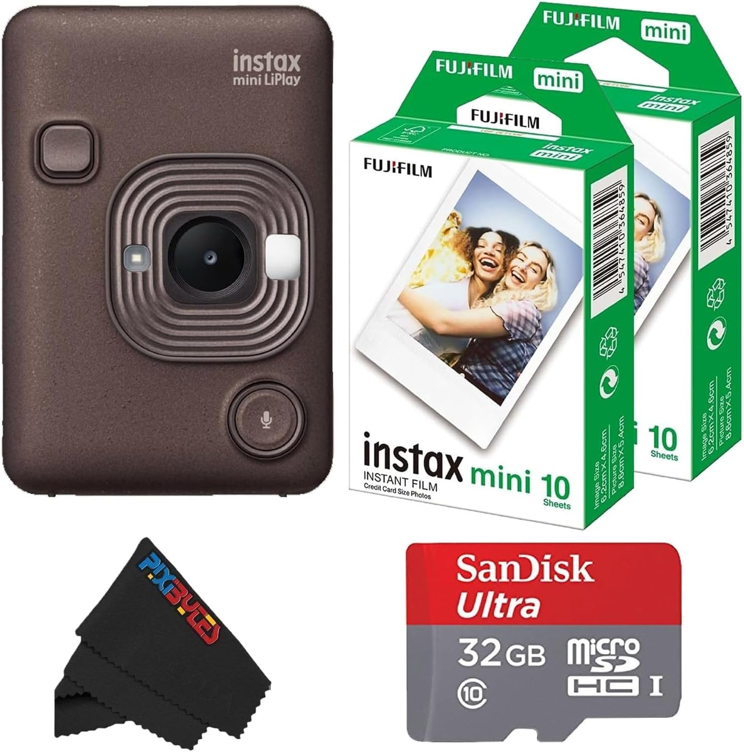 Fujifilm Mini LiPlay Hybrid Instant Camera with Mini Film (Deep Bronze, w/ 20 Film Sheets)