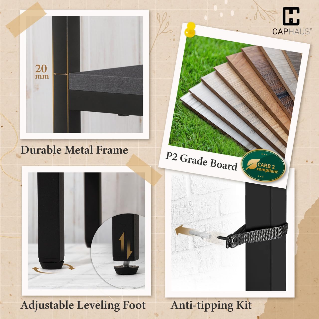 Fencer Wire Heavy Duty 979lbs Freestanding Closet Organizer w/Hanging Rods & Fabric Drawers, Garment Rack, Metal Clothes Rack w/Wood Shelves, Freestanding Closet Wardrobe, Black Vintage Board