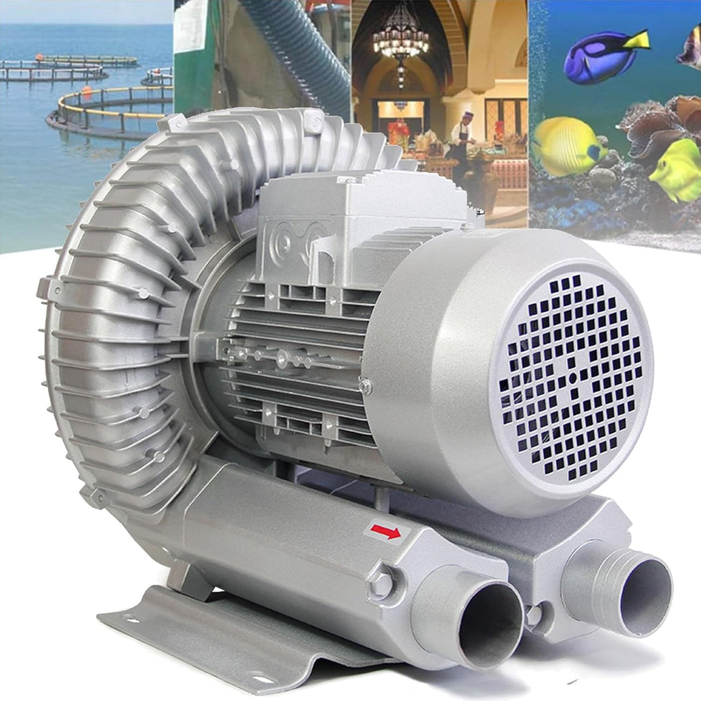 110V 50Hz Single Phase Regenerative Blower High-Pressure Vortex Ring Blower 120W 180W 250W 350W 370W 550W 750W 1100W 1500W Ring Blower for Fish Tank Centrifugal Blower,750W/1.01HP