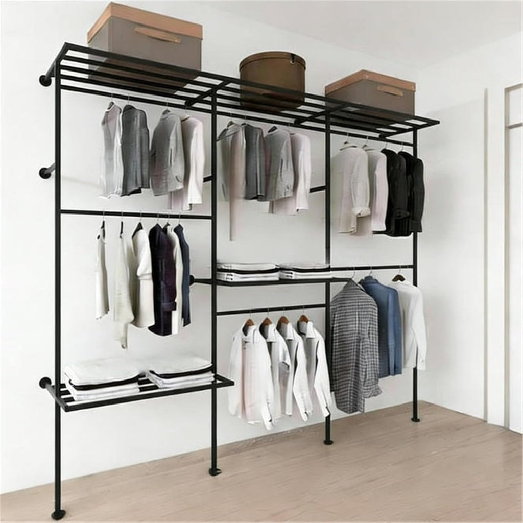 Clothing Rack Double-Layer Wall Display Hanging Rack for Clothing Stores Home Use Bedroom(Small)