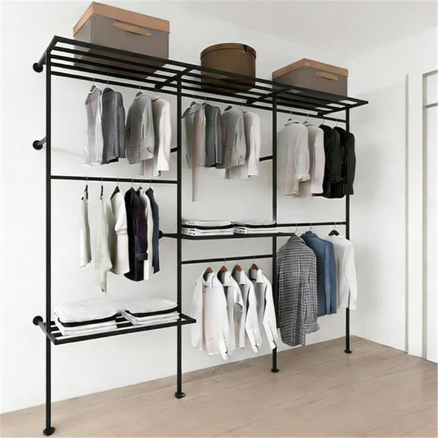 Clothing Rack Double-Layer Wall Display Hanging Rack for Clothing Stores Home Use Bedroom(XL)