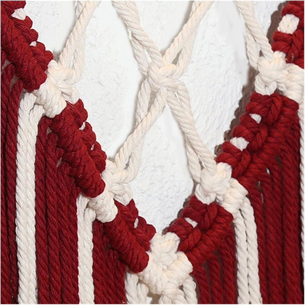 Tapestry Macrame Wall Hanging Shelf Bohemian Tapestry Woven Hanging Wall Decor (Red)