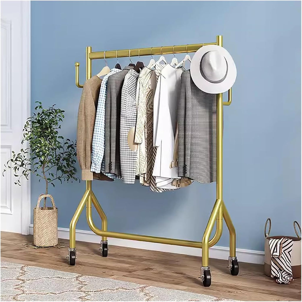 Hanging Shelves,Multi-Purpose Hanging Rod,Clothes Hangers Clothing Garment Rack,Hanging Clothes Organizer Rail for Display and Storage(Gold,80x42x155cm)