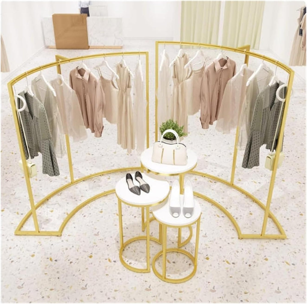 Clothing Rack Clothing StoreDisplay Shelf, Floor Standing Curved, Flow Table, High and Low Combination Hanging Rack Bedroom