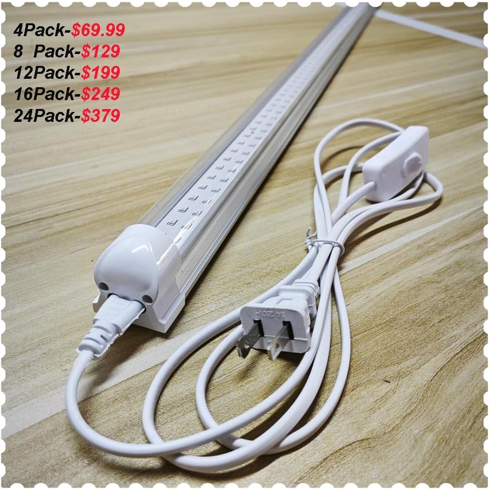 Linkable 4Ft Black Light Bulb 24Pack, LED 40W Integrated T8 Blacklight Bar Fixture, UVA 395NM 400NM for Fluorescent Tapestry Poster Body Paint Glow Party
